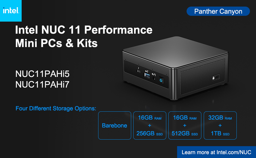 Intel Nuc Kit Nuc11Pahi5 With Core I5-1135G7 Processor Integrated Graphics  Wifi 6&Thunderbolt 3,Windows 10,Intel,Black