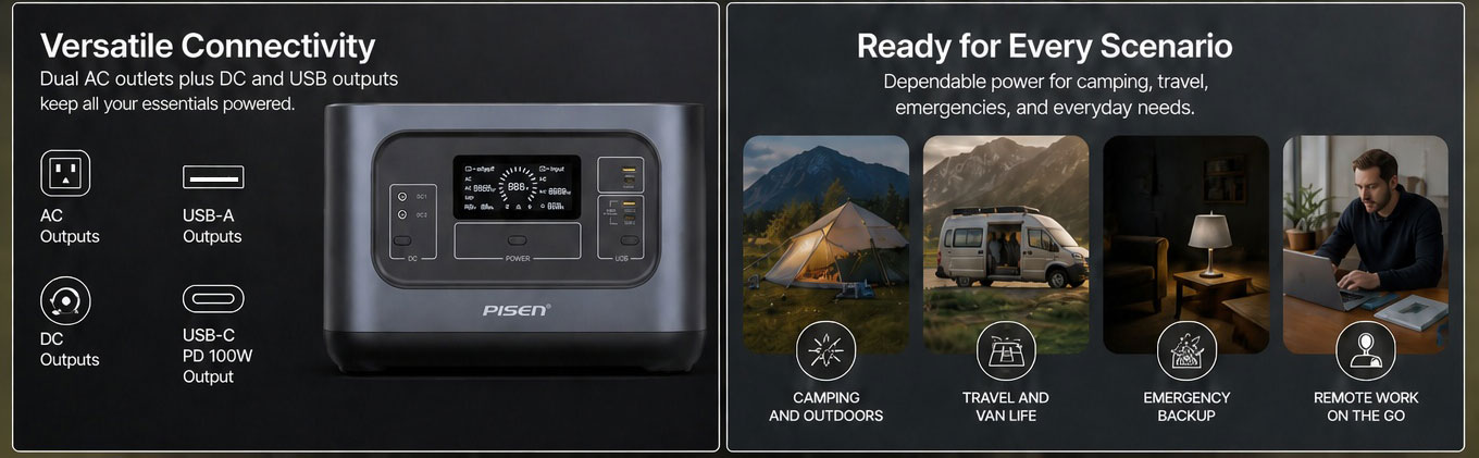PISEN 1000W TS-OPS02 Portable Power Station