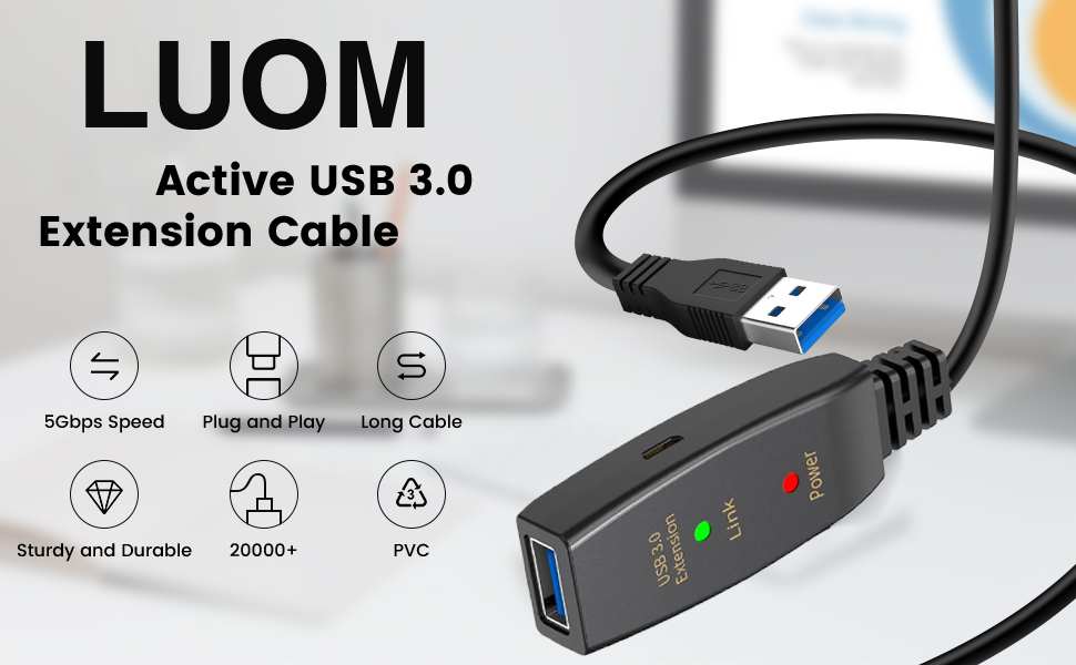 Long USB 3.0 Active Extension Cable