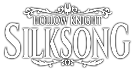 Hollow Knight Silksong logo with protagonist Hornet wielding needle and thread