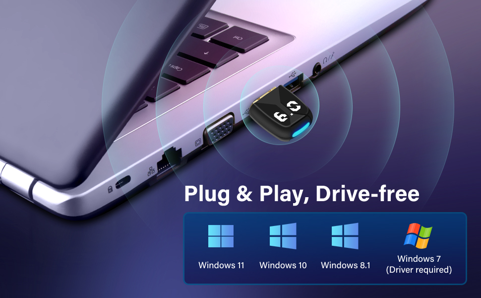 USB Bluetooth 6.0 Adapter Dongle for PC, USB Bluetooth Wireless Adapter