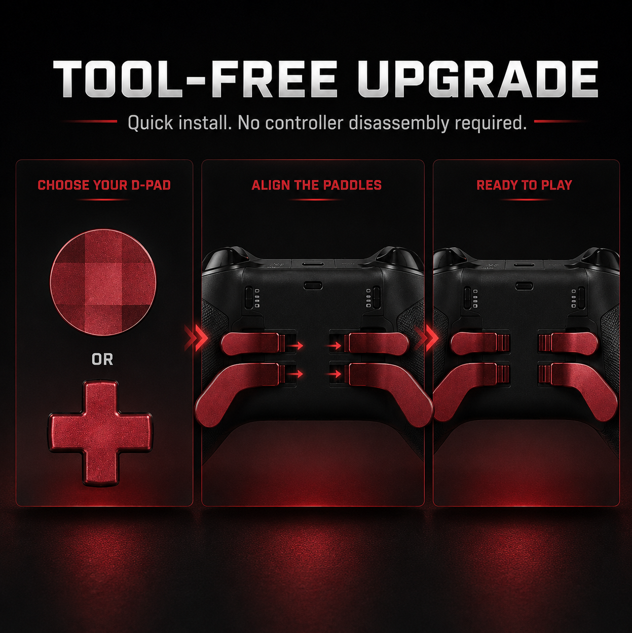 tool free controller upgrade, easy install elite paddles