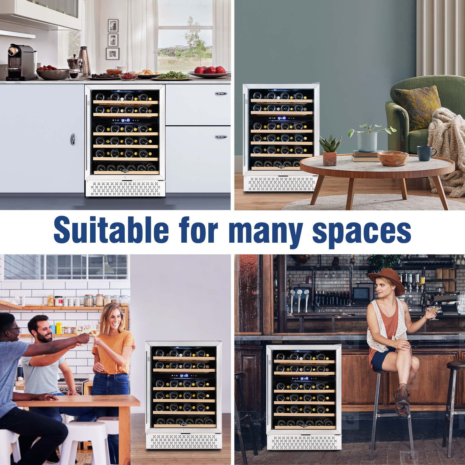Tylza 23.4" Dual Zone Wine Cooler 46 Bottle (25.36 oz.) BuiltIn/Freestanding with Childproof