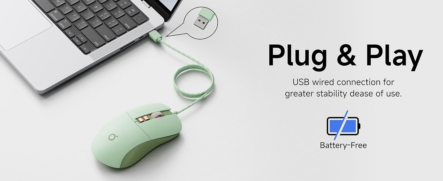 Wired Gaming Mouse, 7-Button Ergonomic Computer Corded USB Mouse with 2400 DPI