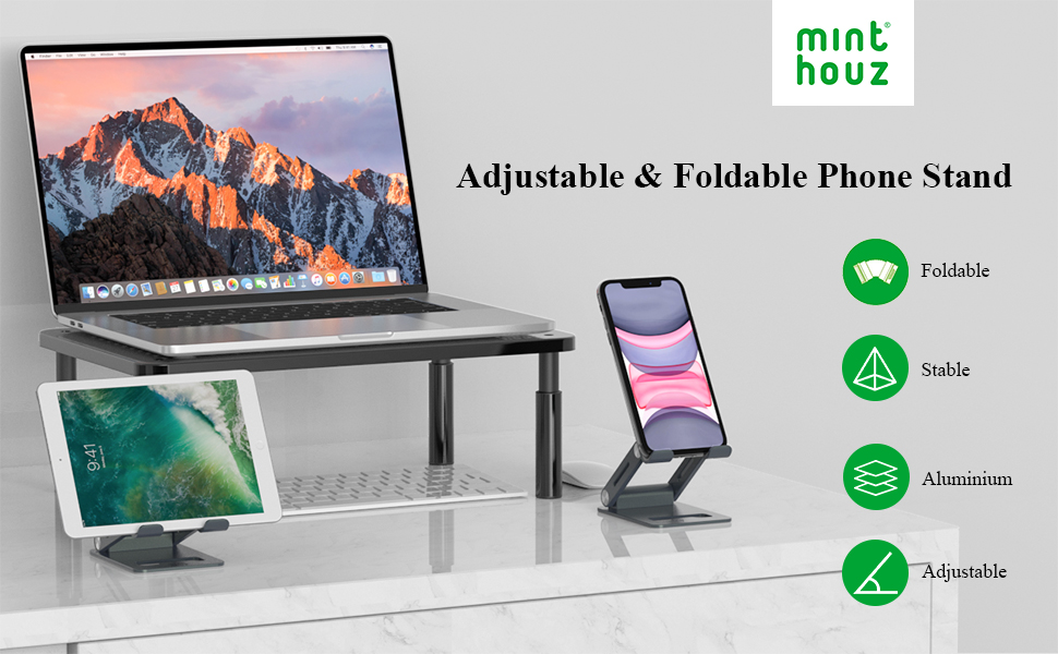 Minthouz Foldable Mobile Phone Stand Angle Height Adjustable