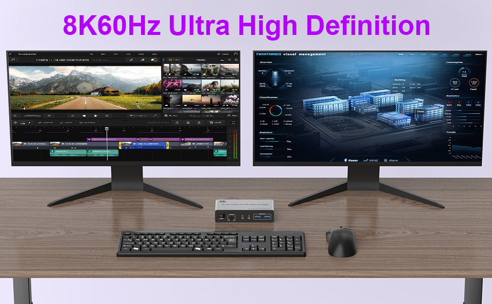 Supports Resolutions Up to 8K@60Hz, 4K@120Hz  This kvm switch dual monitor supporting high resolutio