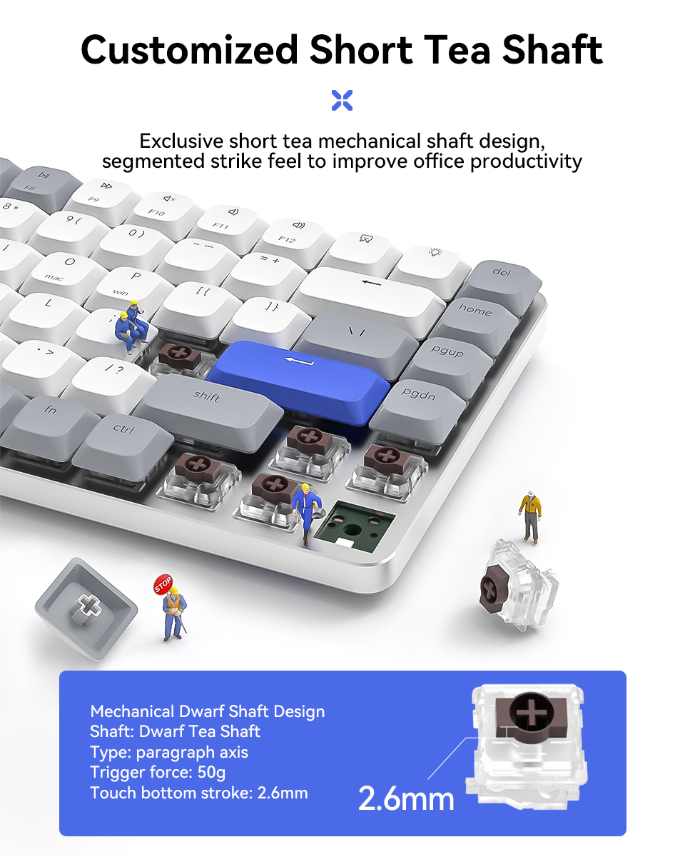 AUSDOM Wireless Bluetooth 75 Mechanical Keyboard Compact MultiDevice