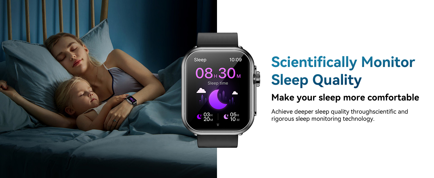 Smart Watch for Men Women, 1000mAh Battery 100-Day Standby Time, 1.85" HD Screen Fitness Tracker