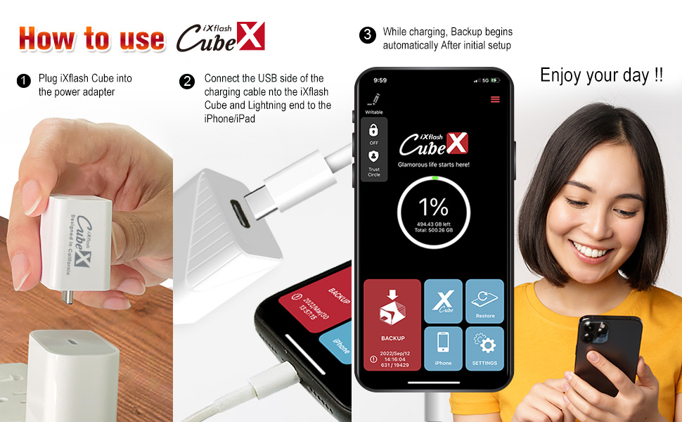 How to use PioData iXflash Cube Type C