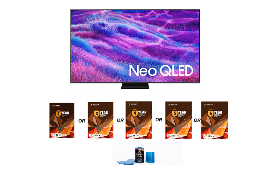 Samsung QN80FA Series TV with Amber Protection Extended Coverage and Amber Screen Cleaner