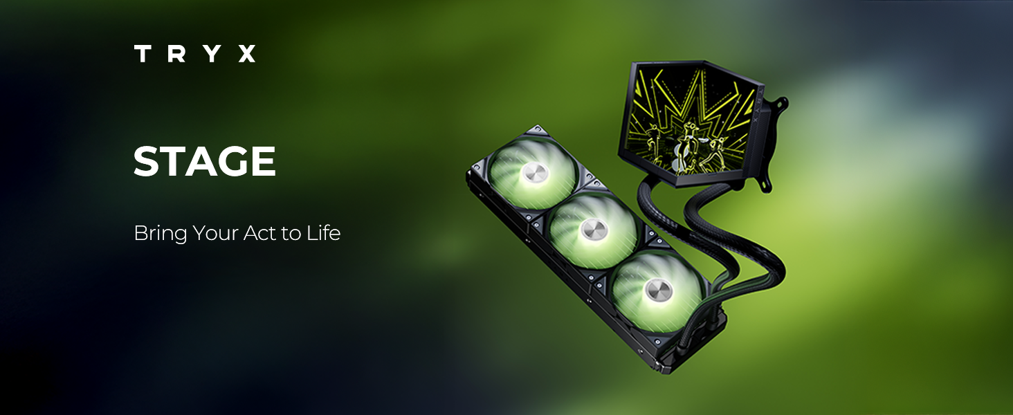 TRYX Stage 360 ARGB Black 360mm AIO Dual 4.0inch Screen IPS AIO Cooler 360mm