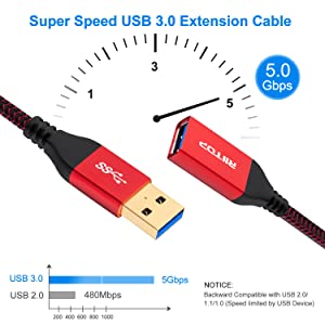 hi speed 5gbps usb 3.0 extension cable 6.6ft