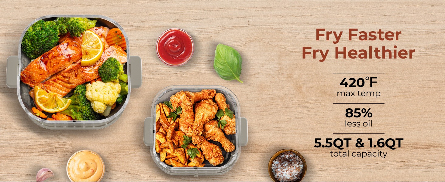  Rosewill 8-in-1 Portable Glass Air Fryer - White