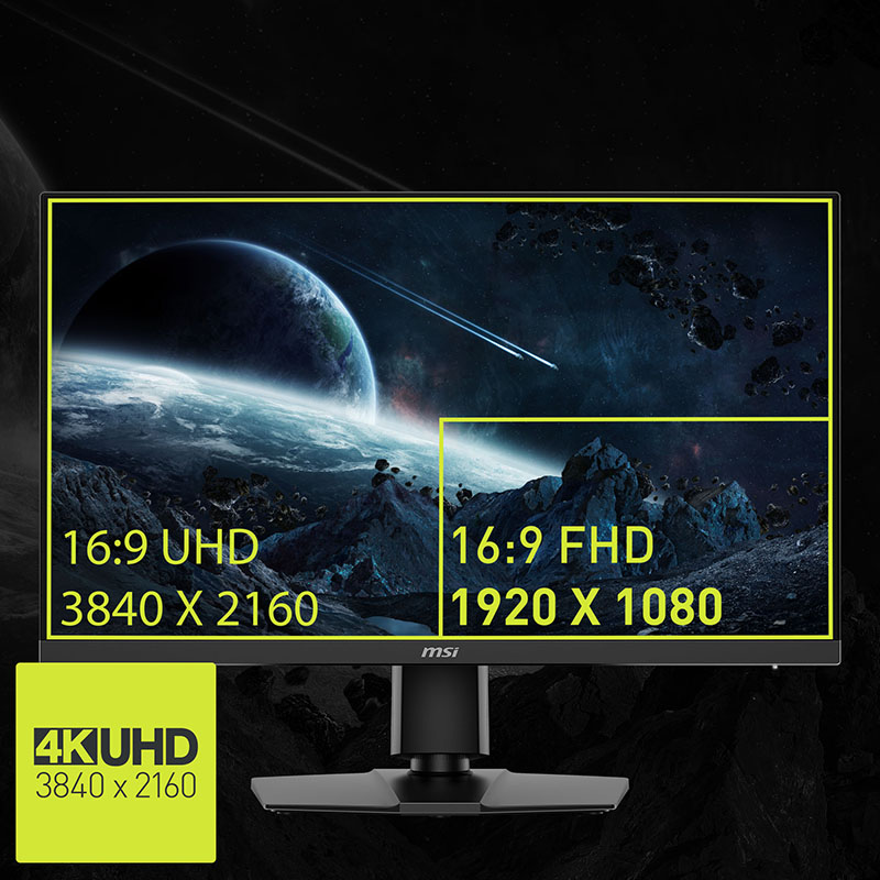 27-inch UHD Rapid IPS panel close-up showing wide viewing angles
