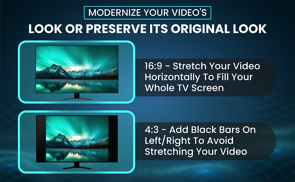 16:9 or 4:3 aspect ratio