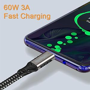 Safe &amp; Fast Charging Cable This USB C charging cable can quick charge your USB-C devices at up to 3A