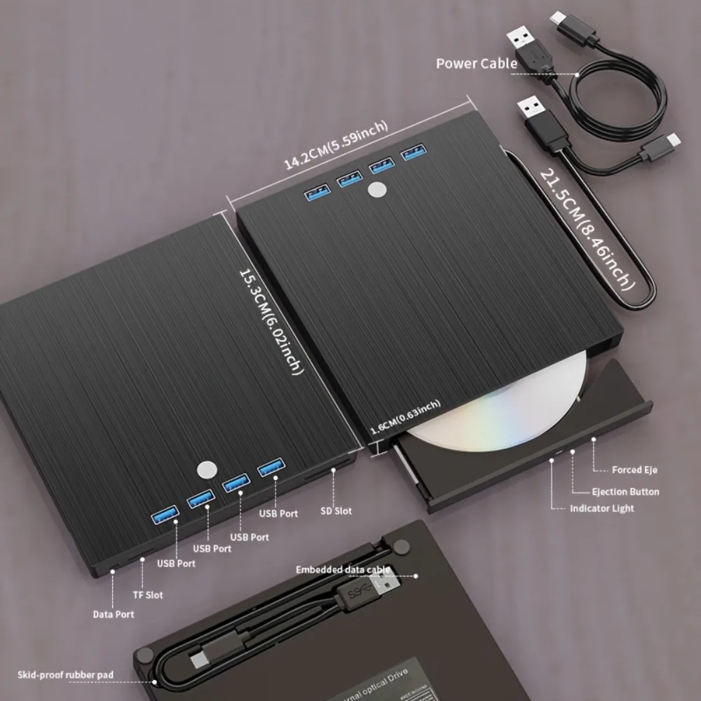 Jansicotek External CD/DVD Drive 9-in-1
