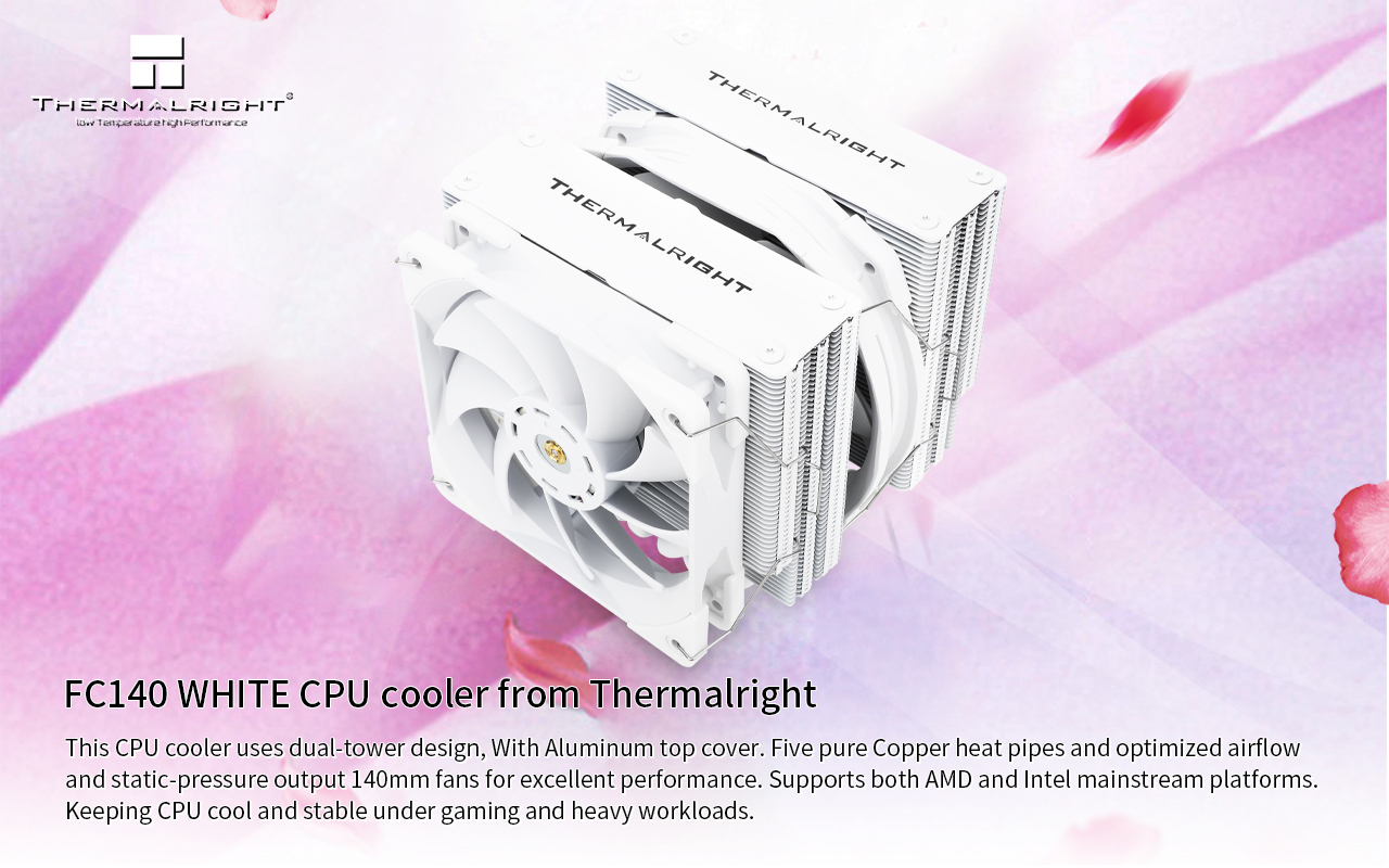 Thermalright FC 140 white CPU Air Cooler, Dual Tower 5 Heat Pipe