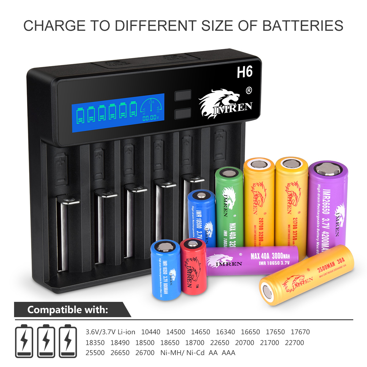 6Pcs Batterie 2500mAh High Drain Li-ion Akku & Rechargeable USB Ladegerät NEW 