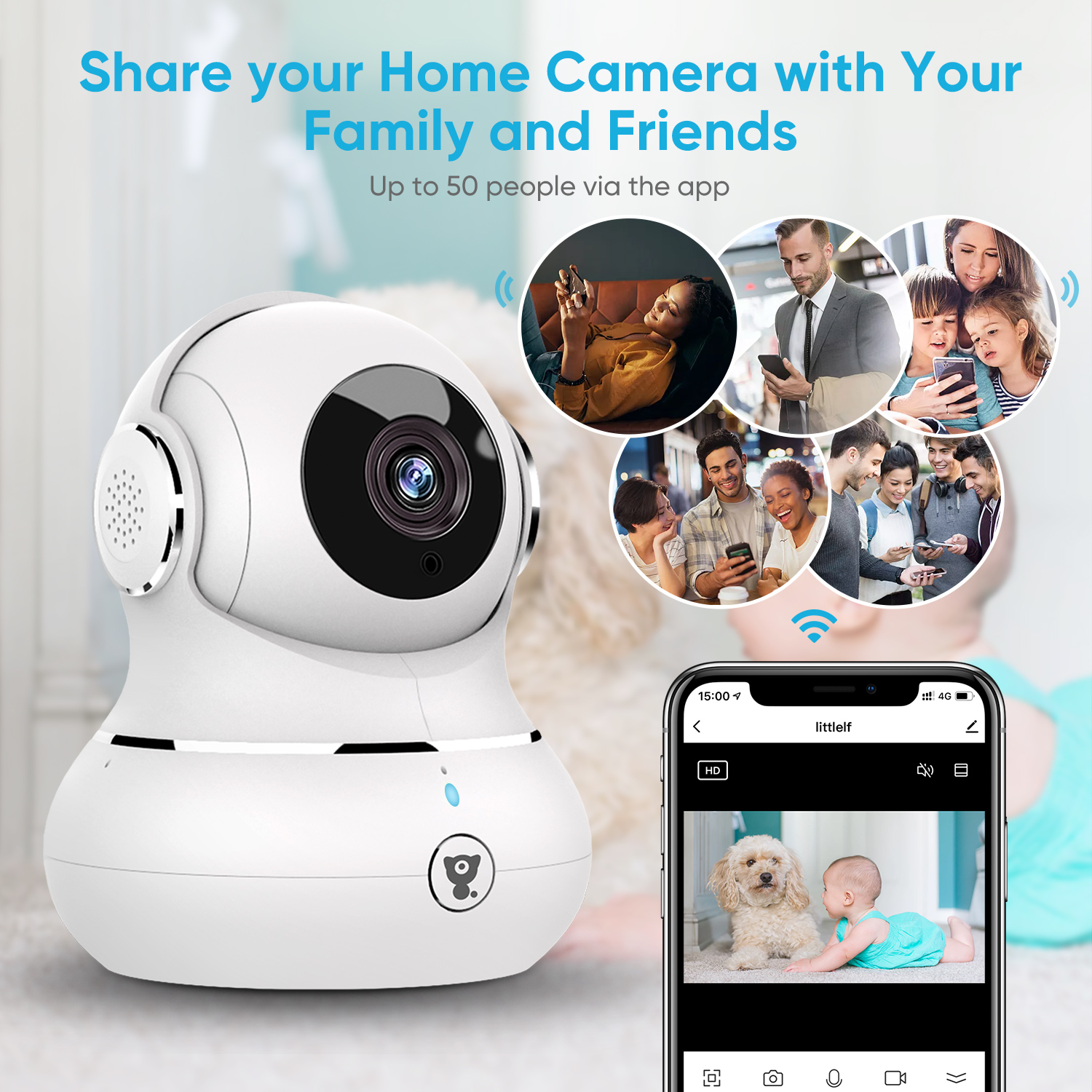 Littlelf 1080p Indoor Wireless Video Security IP Camera with Pan/Tilt,  2.4GHz, 2-Way Audio, Wide 110° Viewing Angle and Night Vision Home Camera  WiFi Camera - Newegg.com