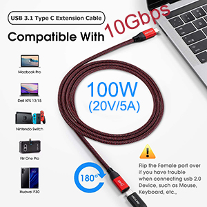 usb type c extension cable cord 6ft