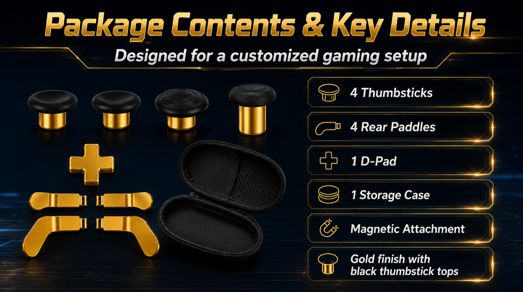 gold controller replacement kit package contents, 9-in-1 magnetic kit