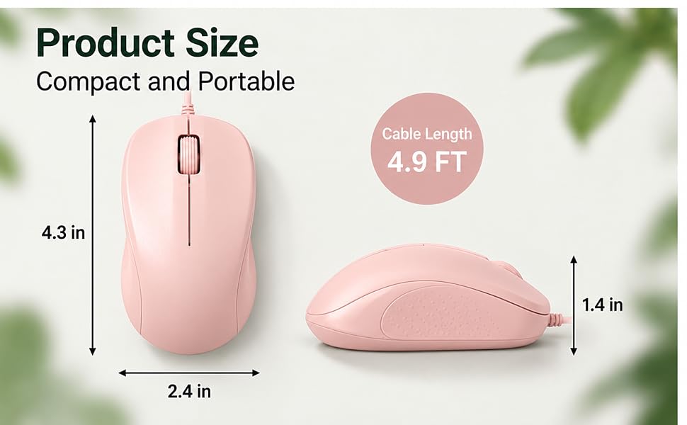 Silent Wired Mouse, 1200 DPI Ergonomic USB Computer Wired Mouse for Office & Home, Plug & Play, Wire
