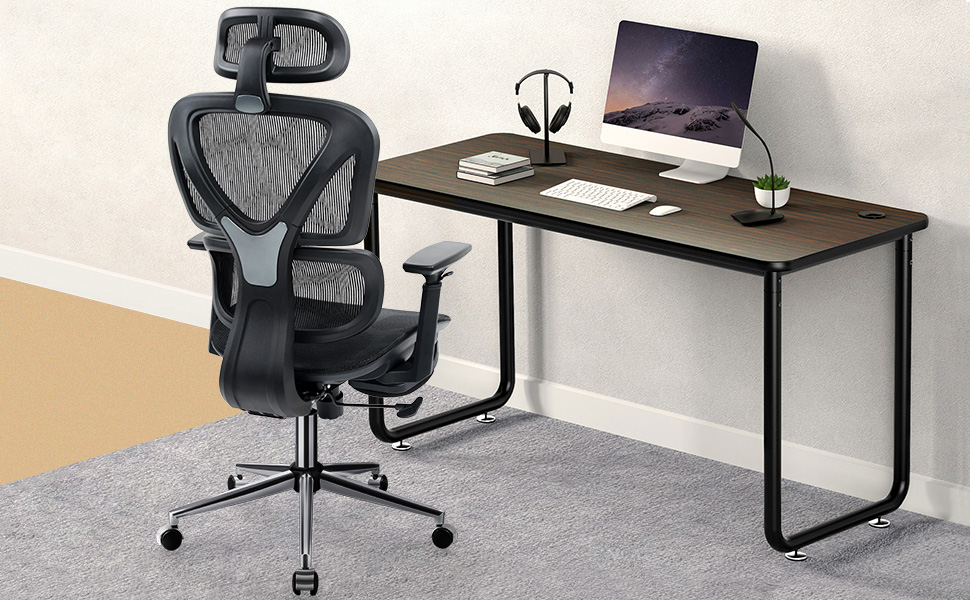 Wellnewlife Prestige Ergonomic Office Chair with Full Body Adjustability  for 5ft 4in to 6ft 6in. Adjustable Height, Head, Arms, Seat Depth,  Backrest, Recline. Swivel Mesh Office Chair, Blade (Black) 