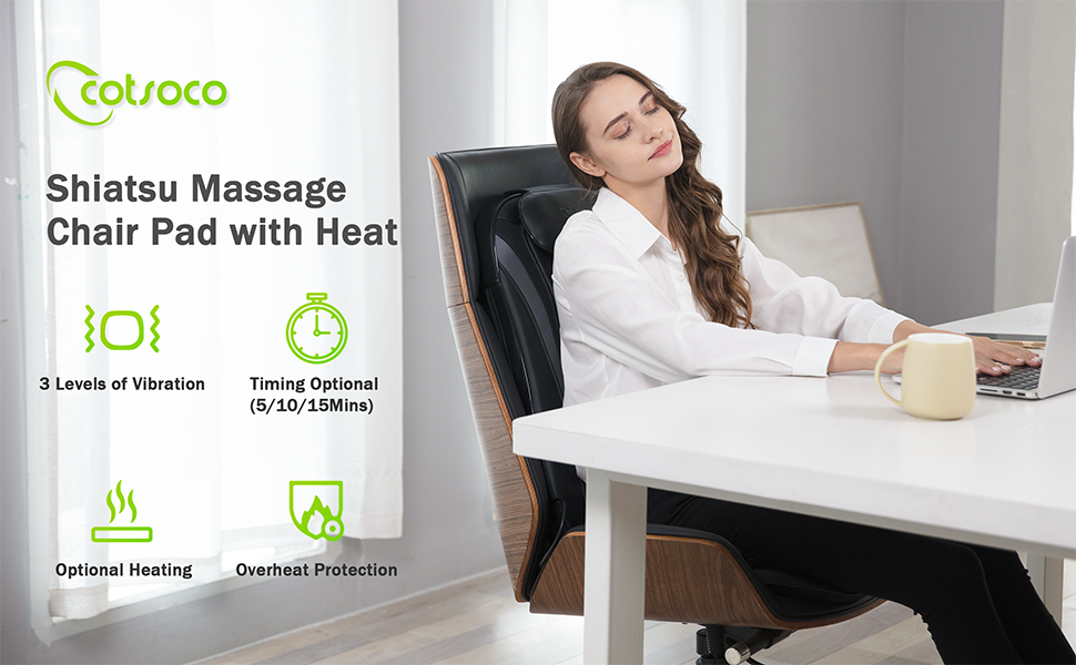 Cotsoco Shiatsu Back Neck and Shoulder Massager with Heat,Deep Tissue 4D  Kneading Pillow, Electric Full Body Massager for Shoulders,Legs,Foot,Body Muscle  Pain Relief,Gifts for Mom Dad 