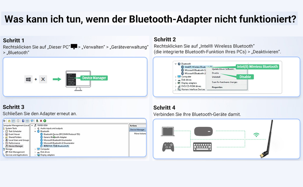 USB Bluetooth 6.0 Adapter for PC, 150m Long Distance Bluetooth Stick USB Bluetooth Dongle BT6.0 EDR