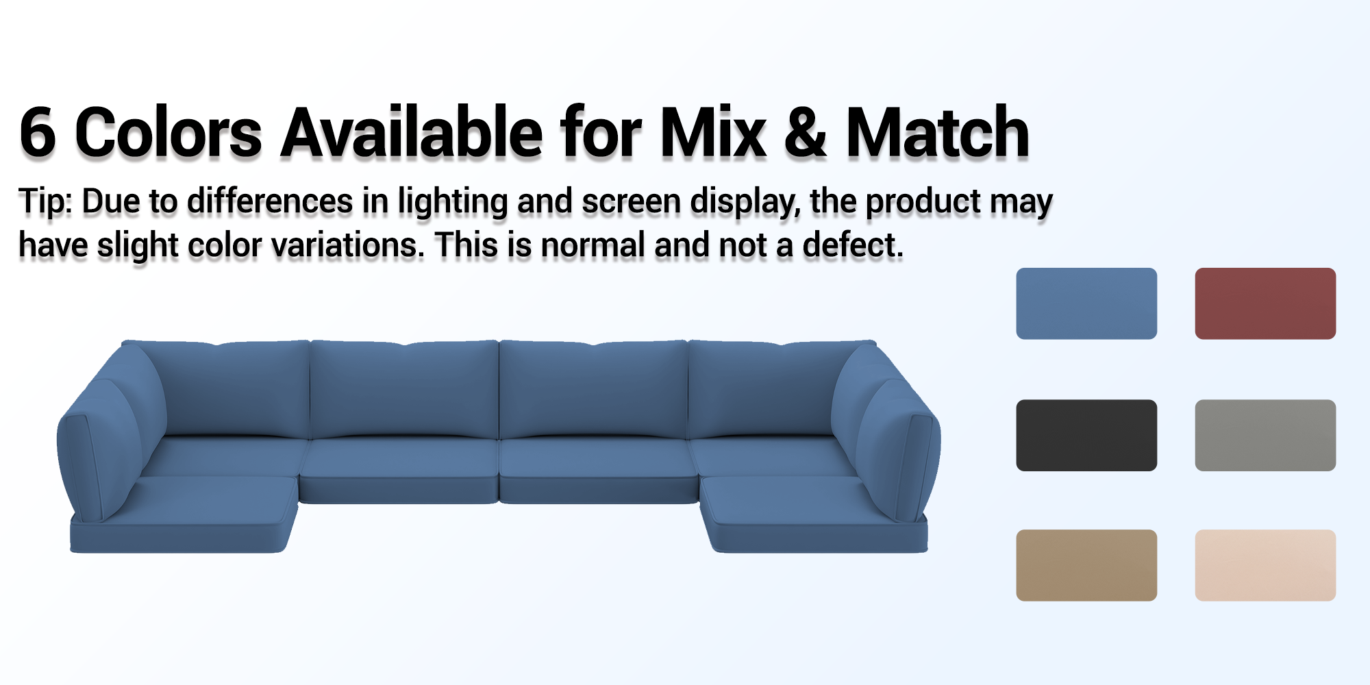 6 Colors Available for Mix & Match