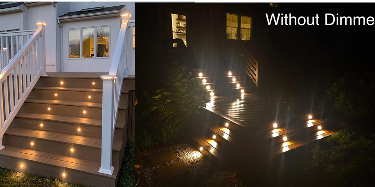 CHNXU LED Deck Step Lights Kit, 20 Pack IP65 Waterproof Landscape Lighting with Transformer, Recessed 12V Low Voltage Outdoor