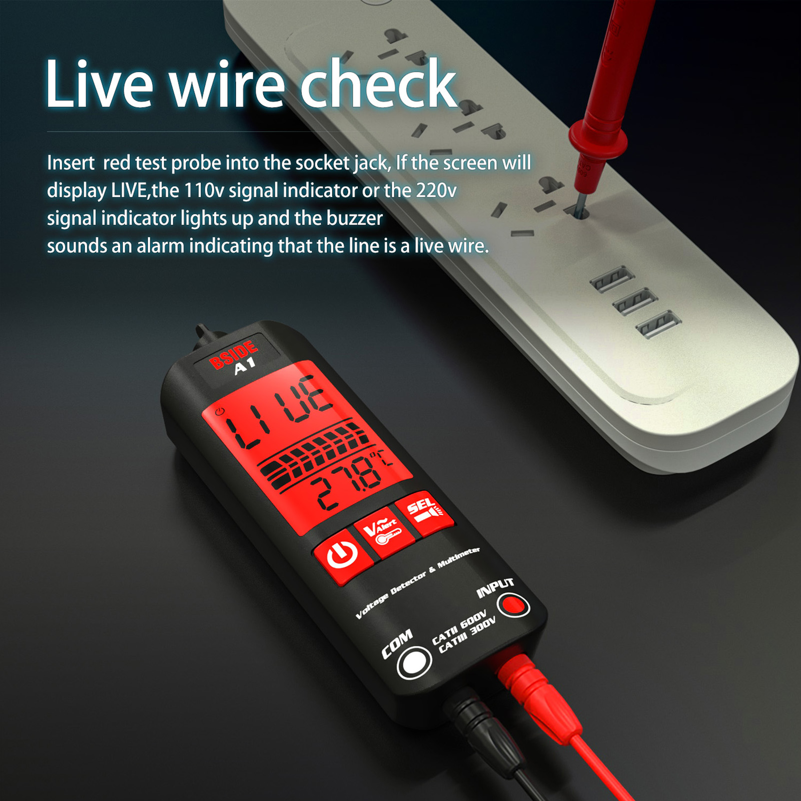 BSIDE A1 Mini Multimeter LCD Digital Tester Voltage Detector 2000 ...