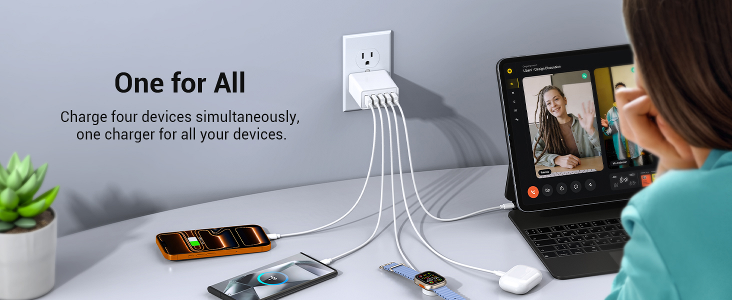 50W USB Wall Charger Block, [2 Pack] 5-Port Charger Fast Charging Block QC 3.0 Multiport Box Brick