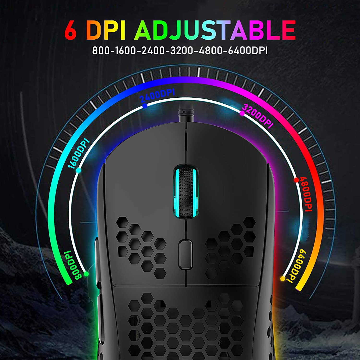 USB Wired Gaming Mouse Supports Macro Programming Honeycomb Light Macro Mouse with 7 Buttons RGB Bac