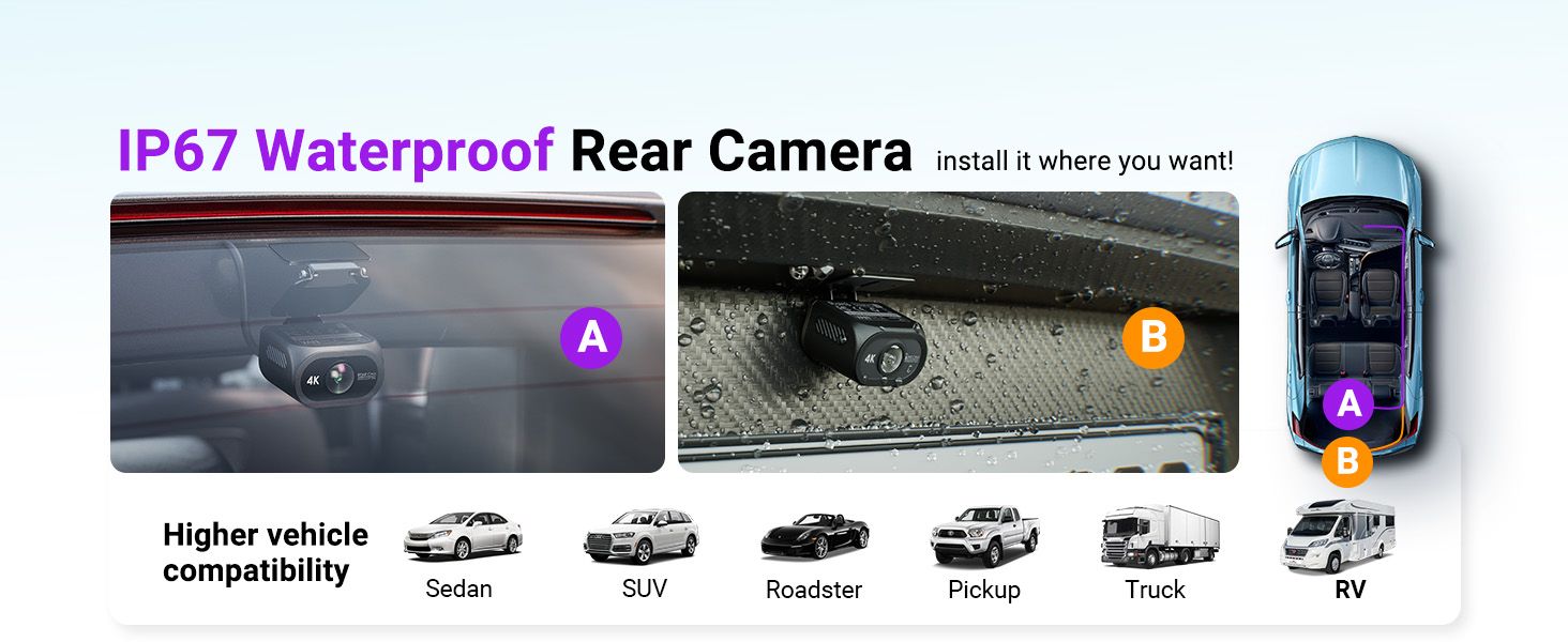 IP67 Waterproof Rear Camera