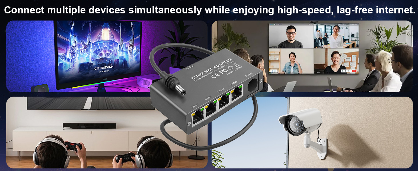 Ethernet Adapter for Starlink Gen3/Mini, 4 Port RJ45 GbE Network Splitter Starlink Mini Ethernet Ada