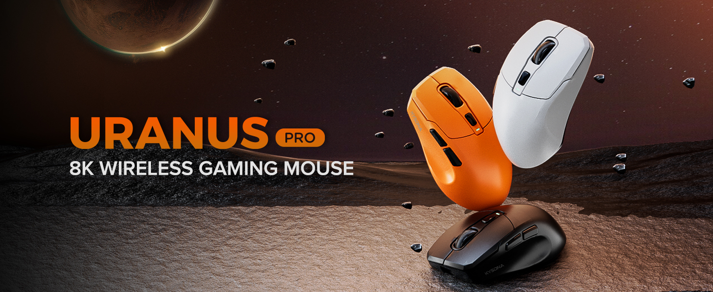Wireless Gaming Mouse, 26000 DPI, 8K Polling Rate, Tri-Mode 2.4GHz/USB-C/Bluetooth Ergonomic Mouse