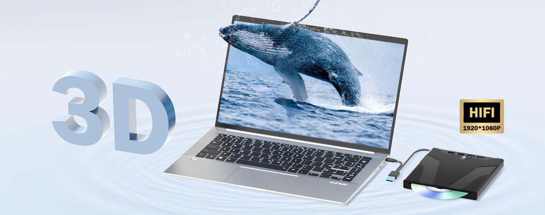 [7 in 1] External Blu Ray Drive, USB 3.0 Blu ray Drive with SD/TF Slot Ports