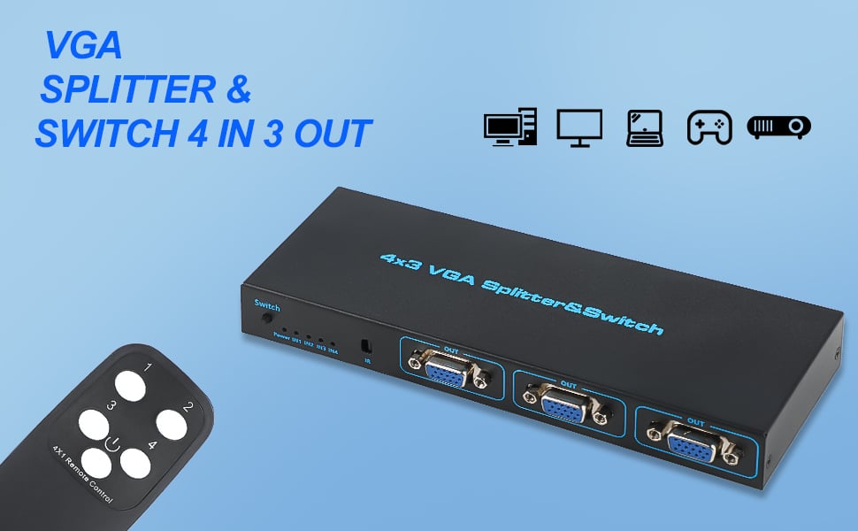 VGA Splitter 4 in 3 Out