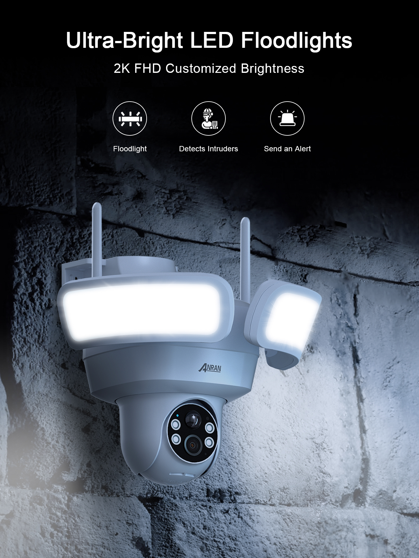 ANRAN Floodlight Security Camera Wireless Outdoor with 360° View