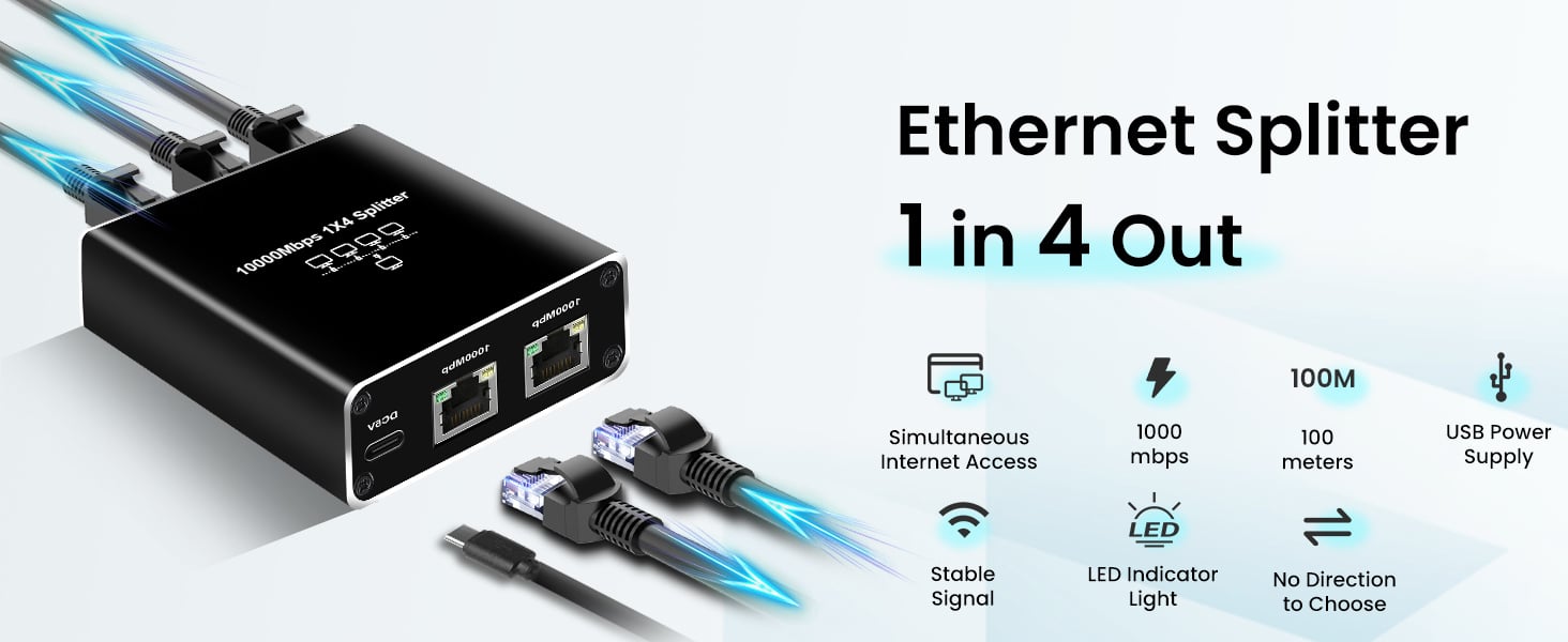 Ethernet Splitter 1 to 4