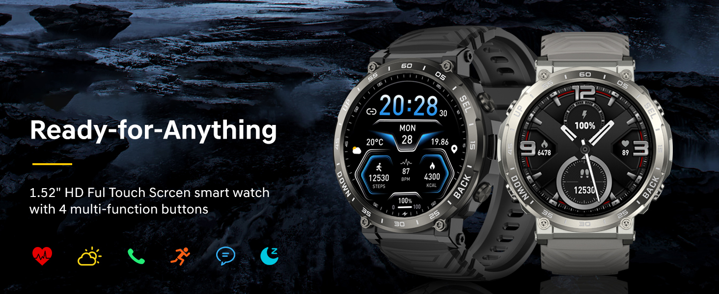 Smart Watches for Men-Bluetooth Call, 1.52" Military Smart Watch for Android iPhone
