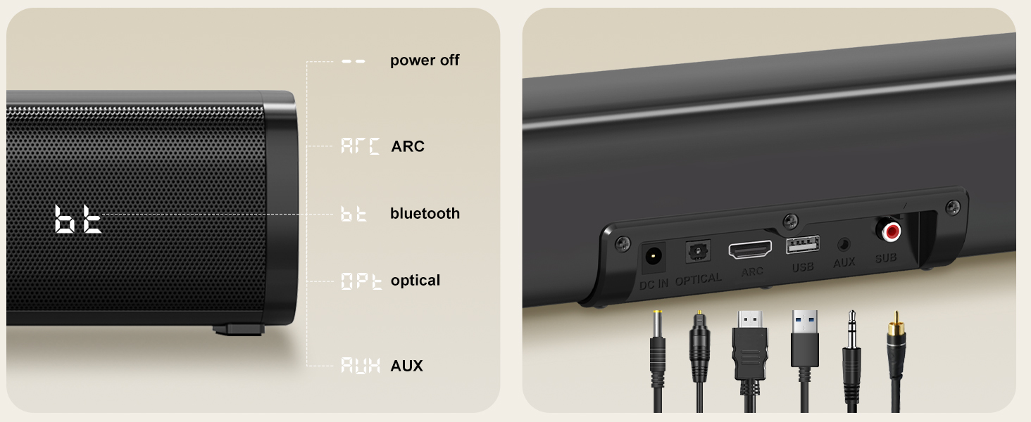 Wohome Sound Bar for Smart TV with Wired Subwoofers