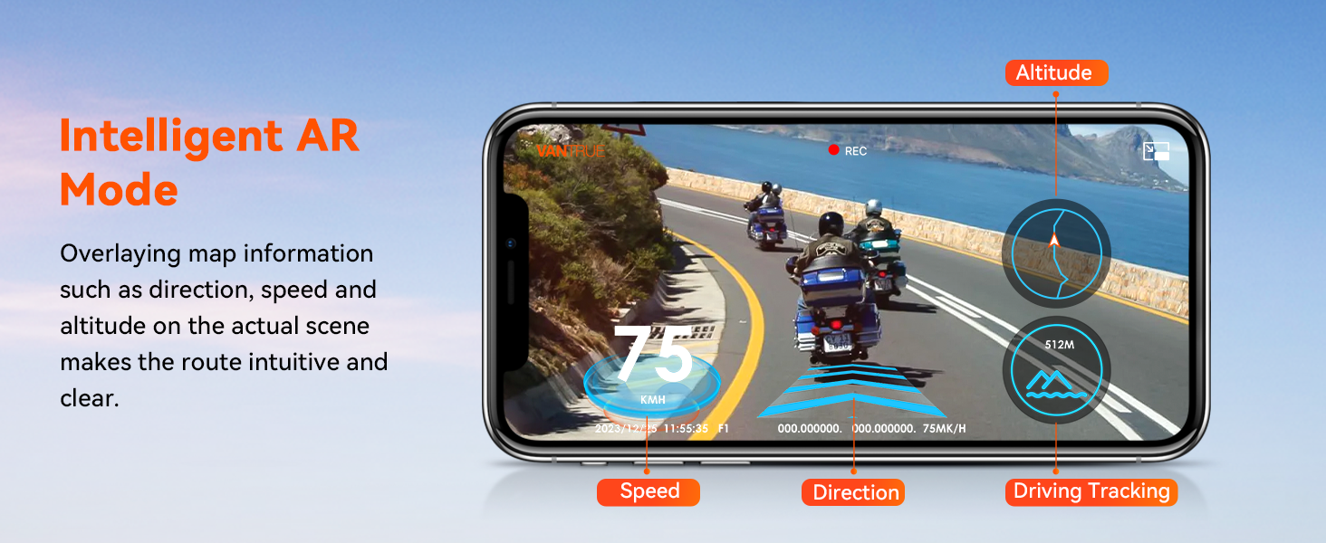 Vantrue F1 Motorcycle 4K Dashcam (4K + 1080p) GPS | WiFi | Parking Mode