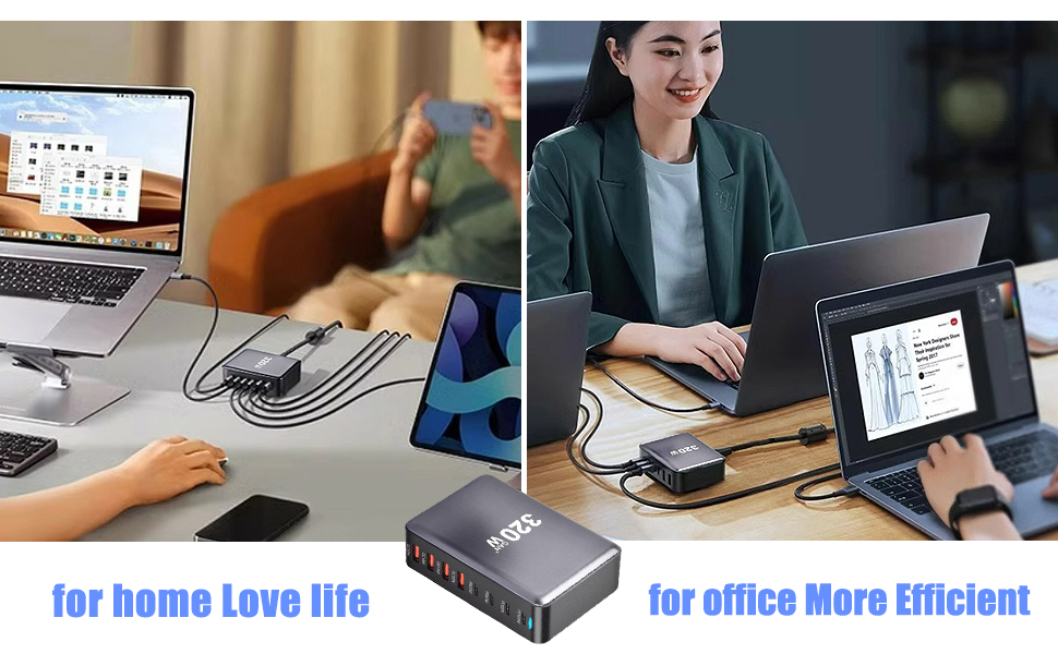 320W GaN III 8 Ports USB C Fast Charging Station