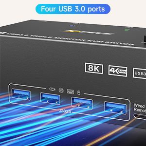 This 3 monitor KVM switch driver-free for Windows, Mac OS, Linux and Chrome OS. Compatible with PC,