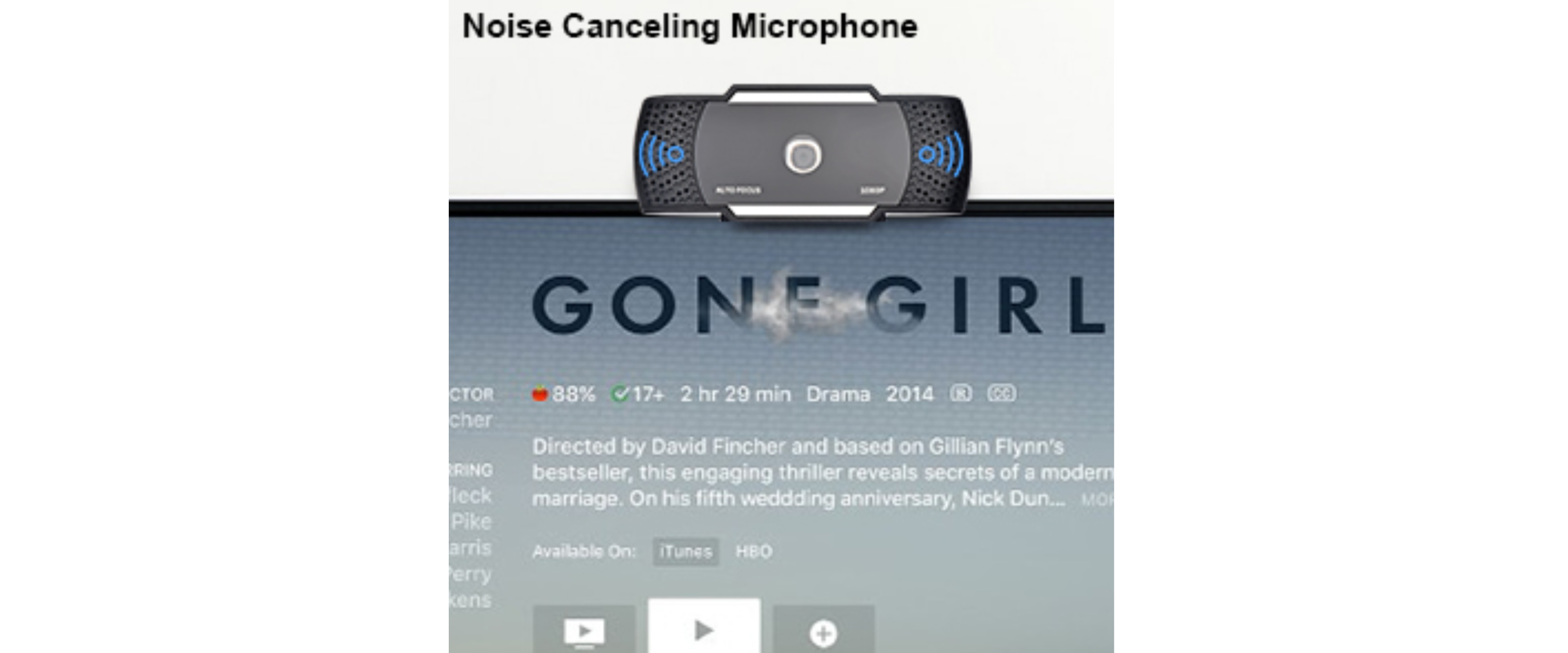 Noise cancelling microphone webcam