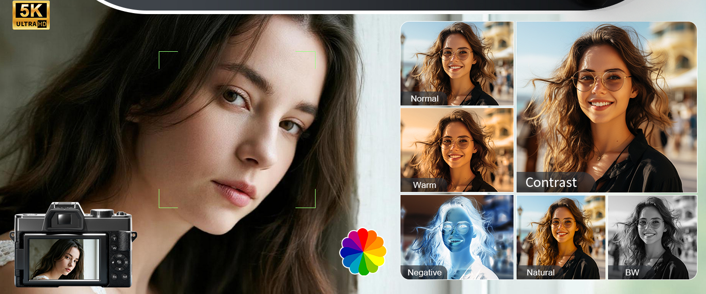 filter camera, portrait camera, color filter digital camera, vlogging camera, selfie point