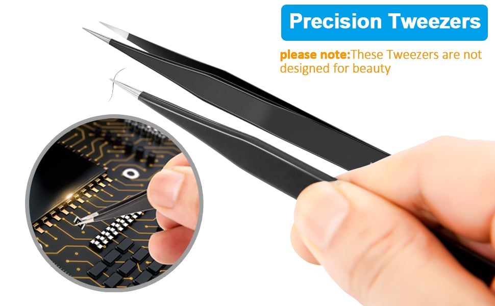 Precision Tweezer Set - FEITA Antistatic Replaceable Fiber Tip Stainless  Steel ESD Tweezers for Electronics, Jewelry-Making, Laboratory, Hobby (8  Pcs)